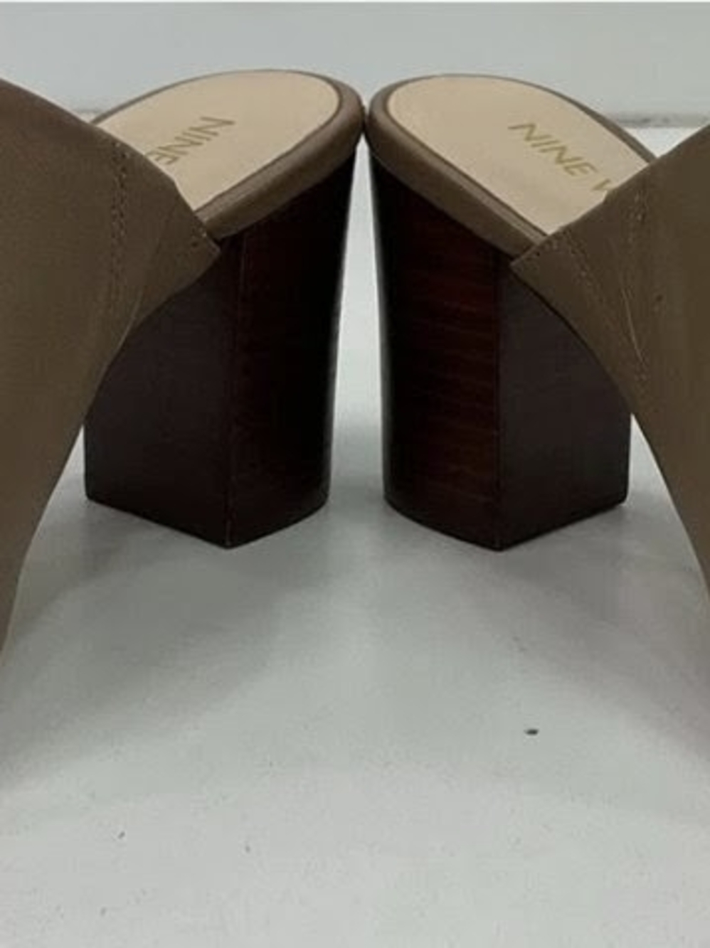 Nine West Brown Taupe Block Heel Mules
